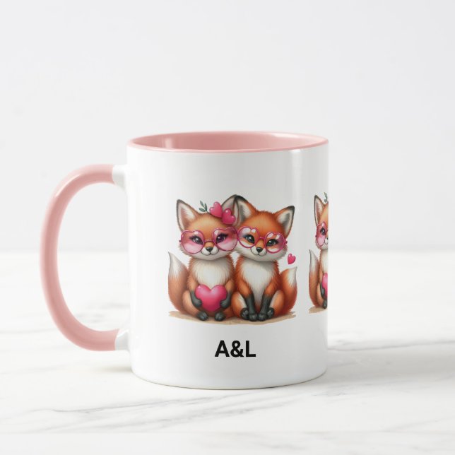Mug Les mignons renards orange en amour (Gauche)