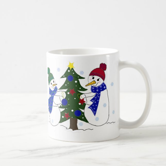 Mug Les neigeurs décorent un sapin de Noël (Droite)