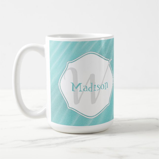 Mug Les ondulations turquoises de sable personnalisent (Gauche)