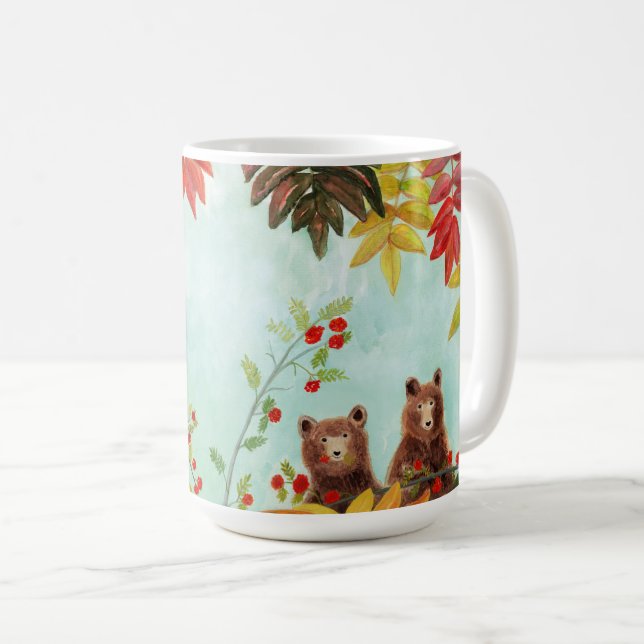 Mug Les ours mangent des baies de Rowan rouge (Devant droit)