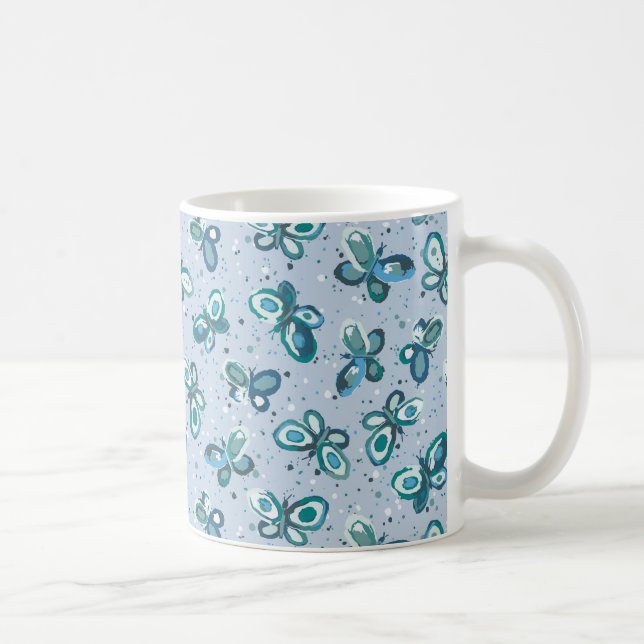 Mug Les papillons Doodle Bugs - bleu - motif sans soud (Droite)