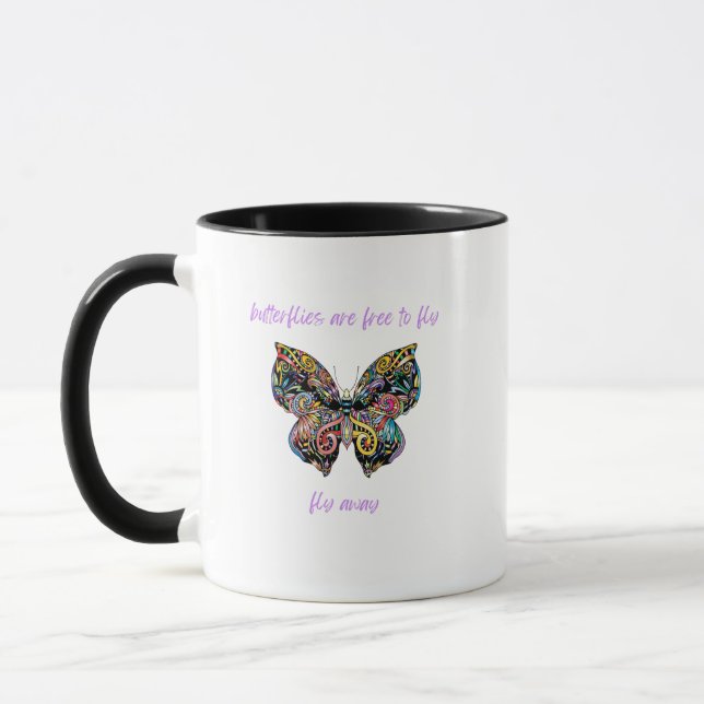 Mug Les papillons sont libres de voler, s'envoler (Gauche)