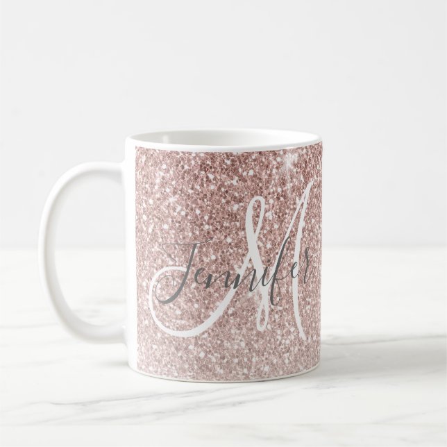 Mug Les parties scintillantes roses Girly d'or (Gauche)
