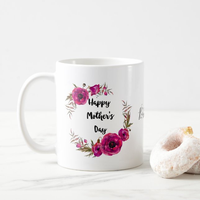 Mug Les pavots rose Fuchsia Meilleure maman - Fête des (Avec donut)