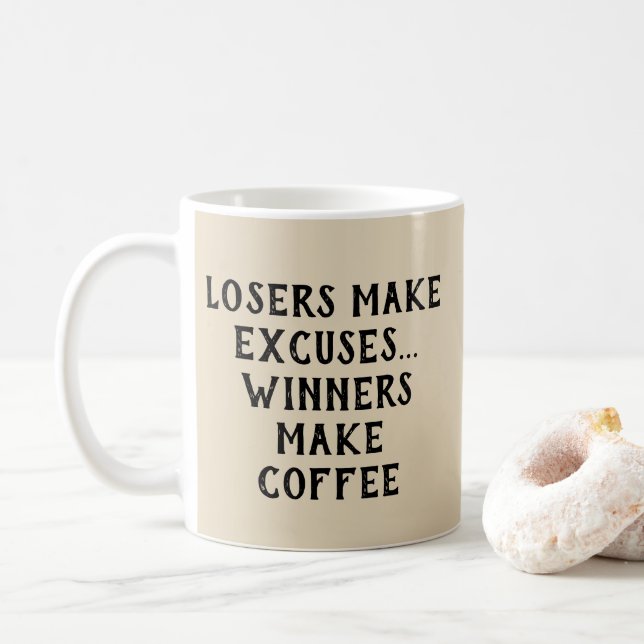 Mug Les perdants font des examens - Gagnants / Café -  (Avec donut)