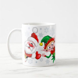 Mug Les personnages de Noël de père Noël et Elf