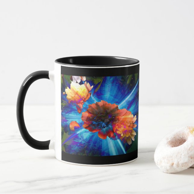 Mug Les pivoines en bleu clair (Avec donut)