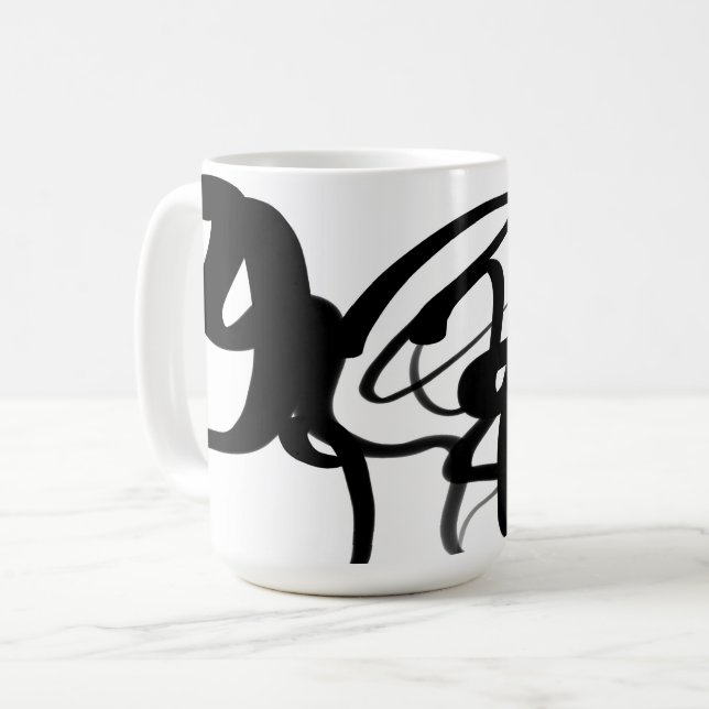 Mug Les Plongeurs : Noir et Blanc Abstrait (Devant gauche)