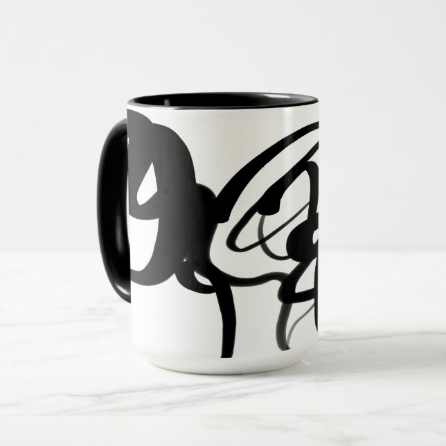 Mug Les Plongeurs : Noir et Blanc Abstrait (Devant gauche)