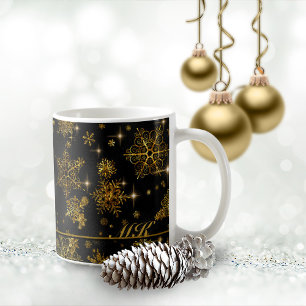 Mug Les plus beaux flocons de neige Motif Noir/Or ID84