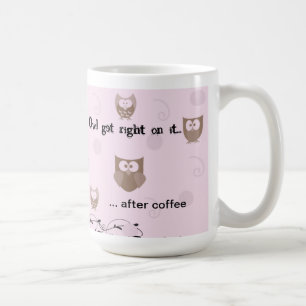 Mug Les points roses de hiboux Brown tourbillonne