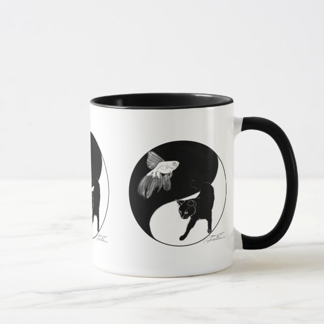 Mug Les poissons et le chat de YinYang - attaquez avec (Droite)