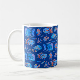 Mug Les poissons tropicaux sur le bleu