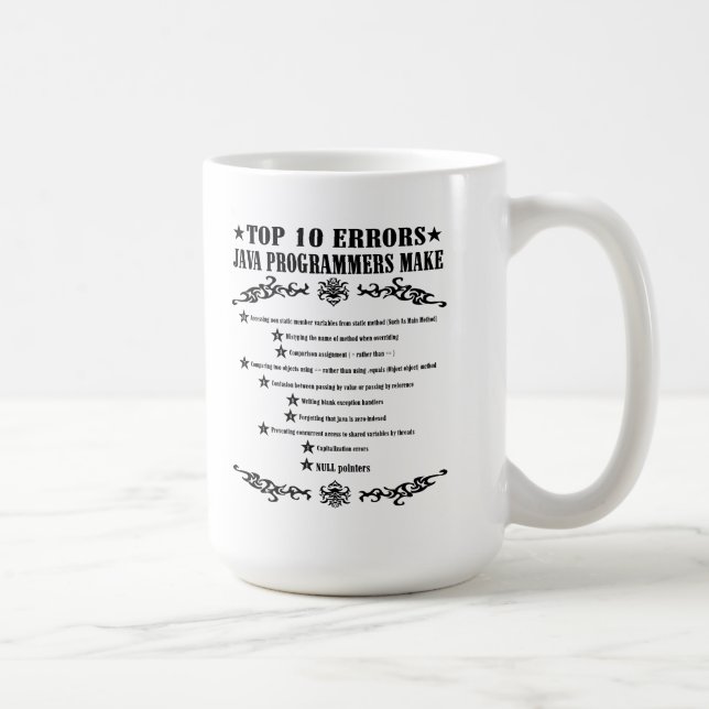 Mug Les programmeurs de Java d'erreurs de Top Ten font (Droite)