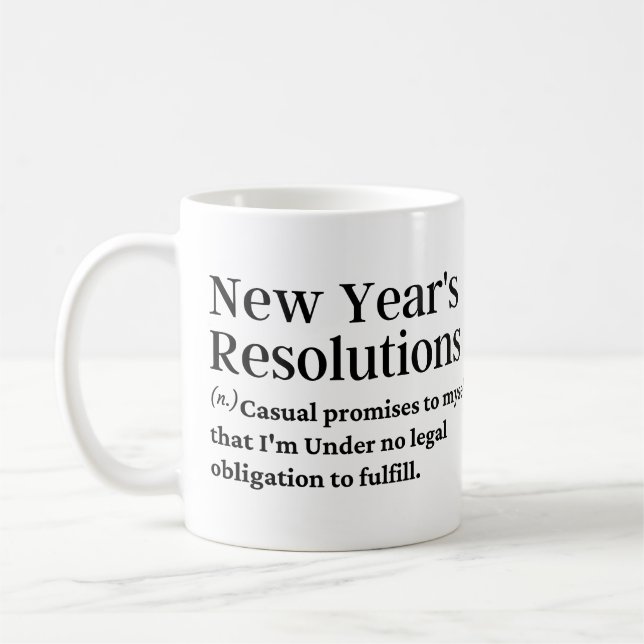 Mug Les résolutions du Nouvel An drôle de définition (Gauche)