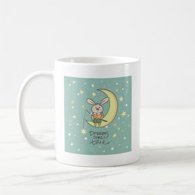 Mug Les rêves deviennent réalité | Lapin sur la Lune (Gauche)