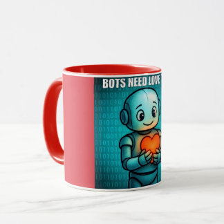Mug Les robots ont aussi besoin d'amour - Combo rouge