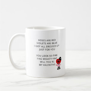 Mug Les Roses Amusants Sont Des Valentines Poème Rouge