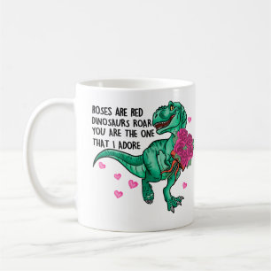 Mug Les roses sont Red Funny Dinosaur Saint Valentin
