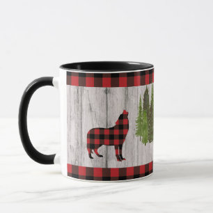 Mug Les sapins de Noël du loup de buffle sur le bois