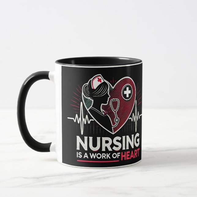 Mug Les soins infirmiers sont une oeuvre de coeur (Gauche)