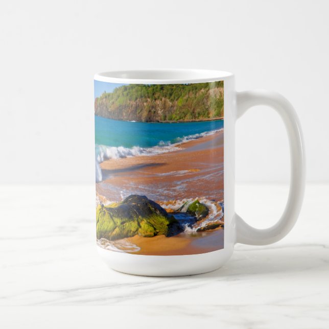 Mug Les vagues s'écrasent sur la plage d'Hawaï (Droite)