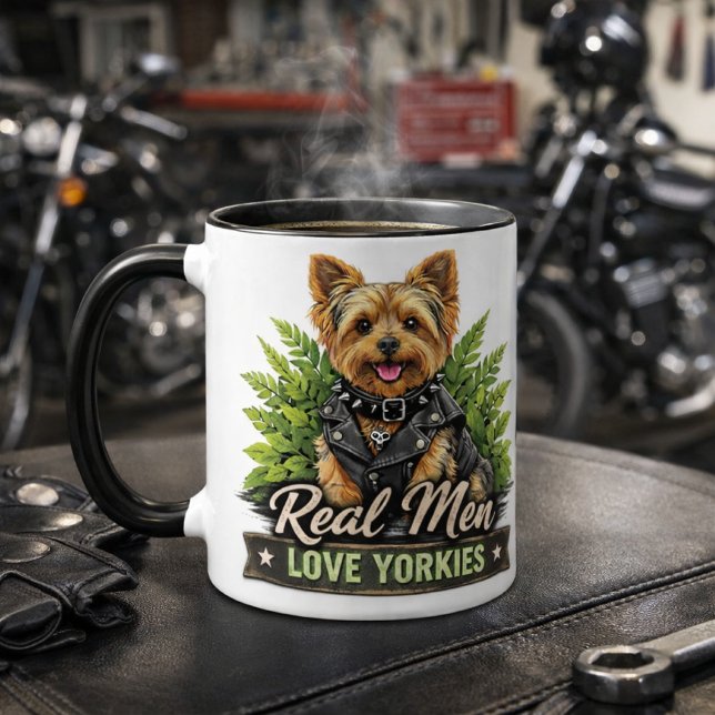 Mug Les vrais hommes adorent les Yorkies / Drôle de ch (Créateur téléchargé)