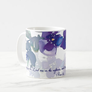Mug Les yeux du Seigneur, floral aquarelle violet