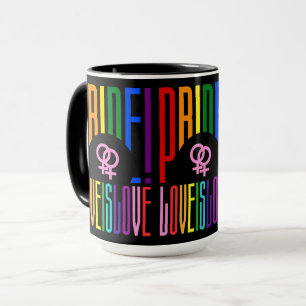 Mug Lesbian Love is Love LGBT Pride Rainbow Typography