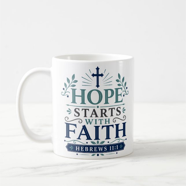 Mug L'espérance commence par la foi Citation biblique  (Gauche)