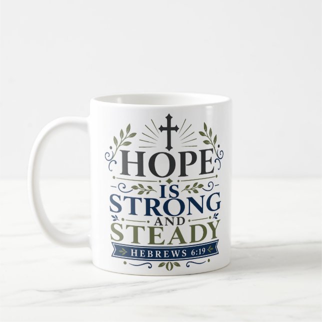 Mug L'espérance est forte et stable Citation inspirant (Gauche)