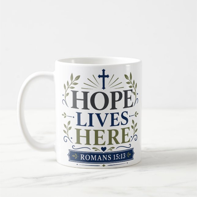Mug L'espérance vit ici quotidiennement dévotion de fo (Gauche)
