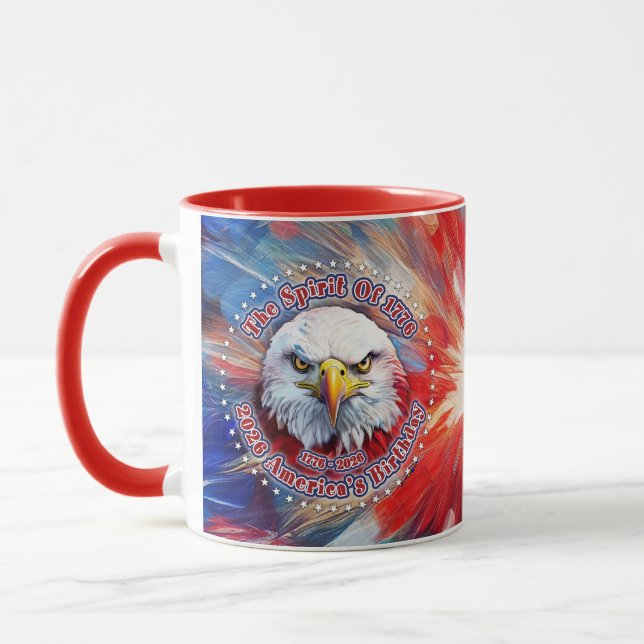 Mug L'Esprit de 1776, 2026 L'aigle rouge de feu d'Amér (Gauche)