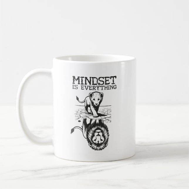 Mug L'Esprit Est Tout, Lion Chat - Gym, Succès (Gauche)