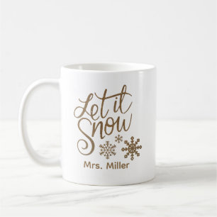 Mug "Let it Snow" Parties scintillant d'or de Noël