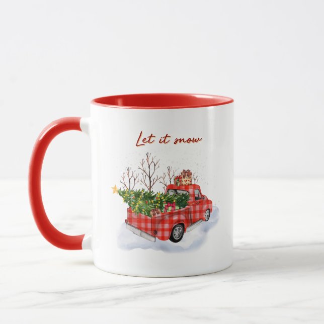 Mug Let It Snow Red Truck Christmas Holiday (Gauche)
