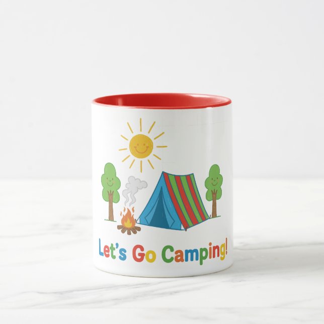 Mug Let’s Go Camping Kids Crayon Tent Art (Centre)