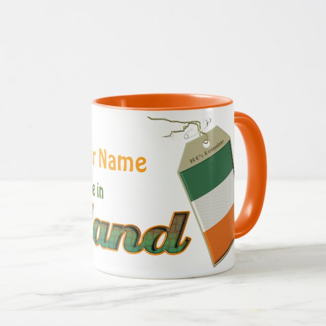 Mug L'étiquette irlandais de drapeau le personnalisent (Devant droit)