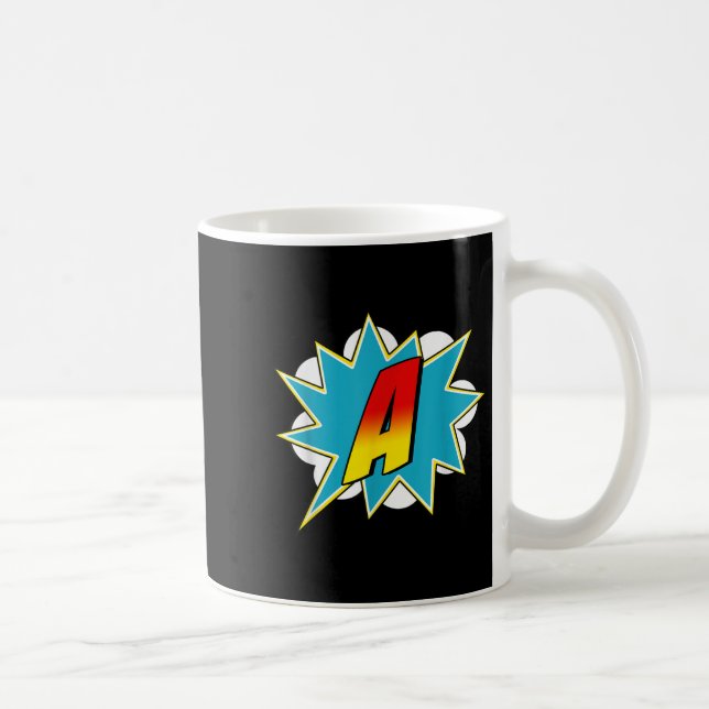 Mug Letter A Superhero Name Comic Letter Retro Costume (Droite)