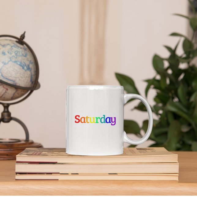 Mug Lettering Design ‘Saturday’ in Rainbow Colors (Créateur téléchargé)
