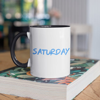 Mug Lettering Design ‘Saturday’ in Sky Blue