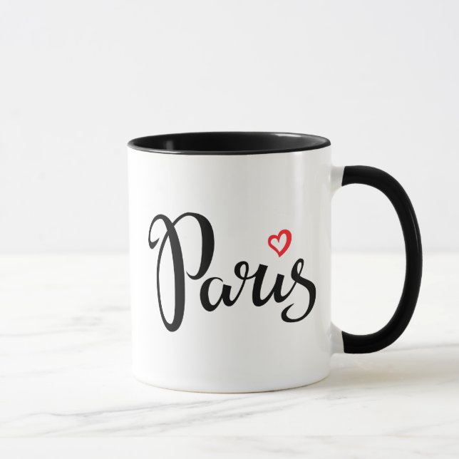 Mug Lettrage de brosse de Paris avec le coeur (Droite)
