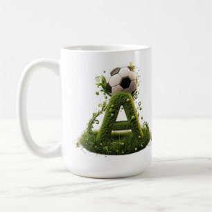 Mug Lettre A en topiaire d'herbe verte avec ballon de 