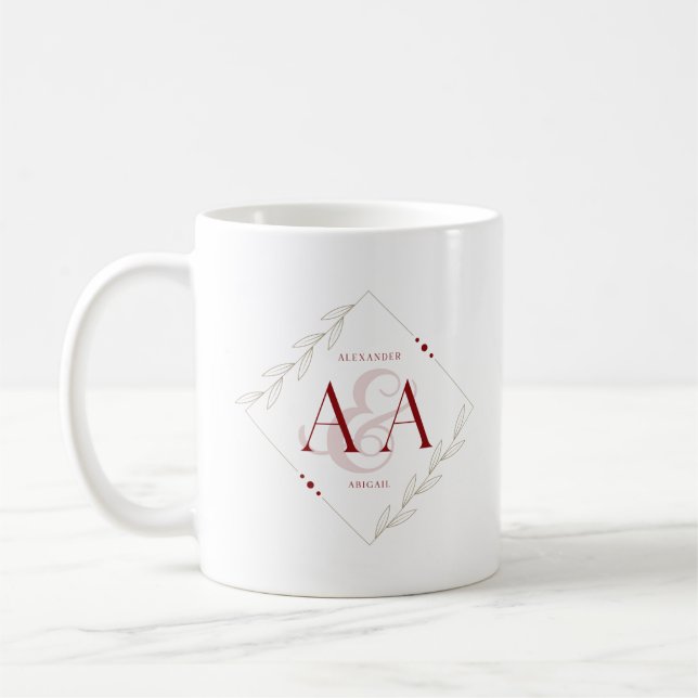 Mug Lettre A et A Stizza & blanc mariage monogramme mu (Gauche)