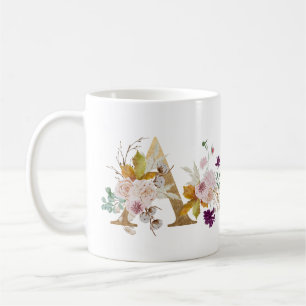 Mug Lettre A - Gold Floral Cadeau à la collègue soeur 