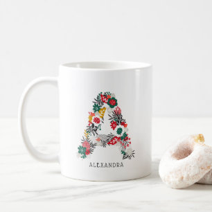 Mug Lettre A   LETTRE FLEURIE Whimsical Monogramme I M