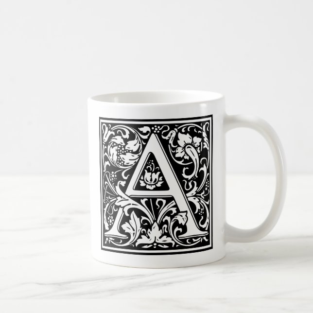 Mug Lettre A Monogramme Médiéval Art Nouveau (Droite)