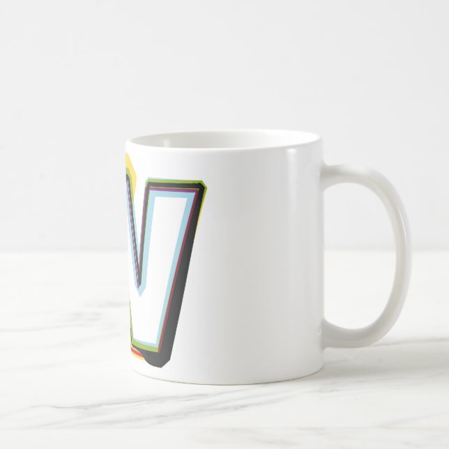Mug Lettre abstraite et colorée W (Droite)