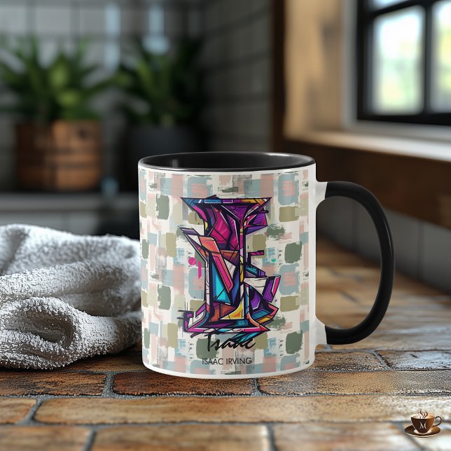 Mug Lettre abstraite I art géométrique moderne (Créateur téléchargé)