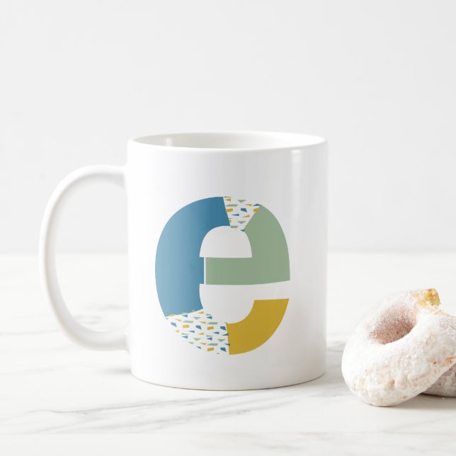 Mug Lettre Abstraite moderne E Monogramme initial (Avec donut)